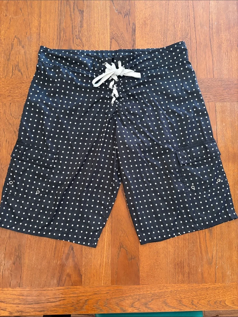 Ralph Lauren purple label (fake?) white polka dot Black Swim Board Shorts Sz L